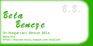 bela bencze business card